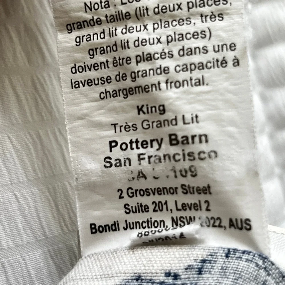 Pottery Barn Ari Elephant Toile Print King Duvet Cover Cotton Linen Blue Boho